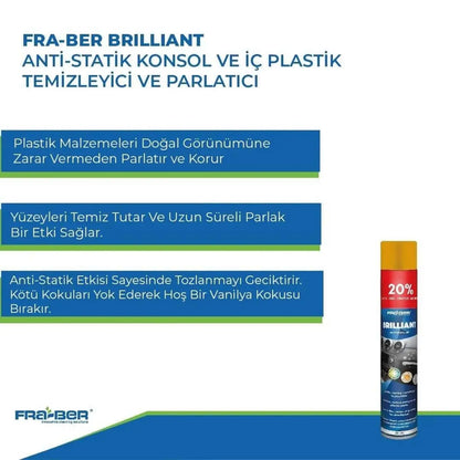 Fra-Ber Brilliant Antistatik İç Plastik Temizleyici ve Parlatıcı Vanilya Kokulu 750 ml
