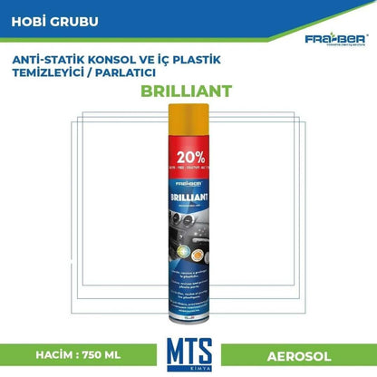 Fra-Ber Brilliant Antistatik İç Plastik Temizleyici ve Parlatıcı Vanilya Kokulu 750 ml