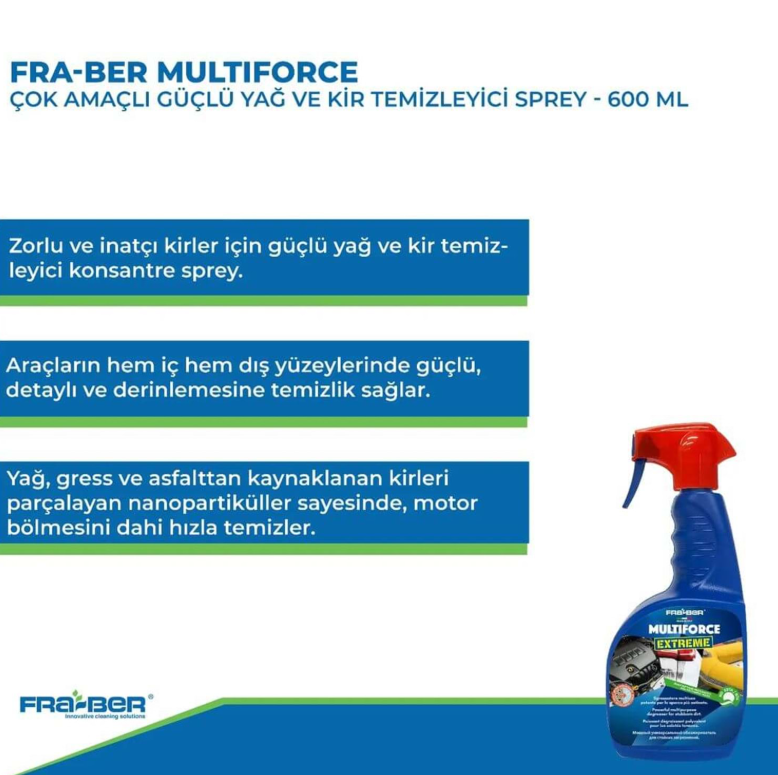 FRA-BER Multiforce 650 ml Çok Amaçlı Güçlü Yağ ve Kir Temizleyici Sprey