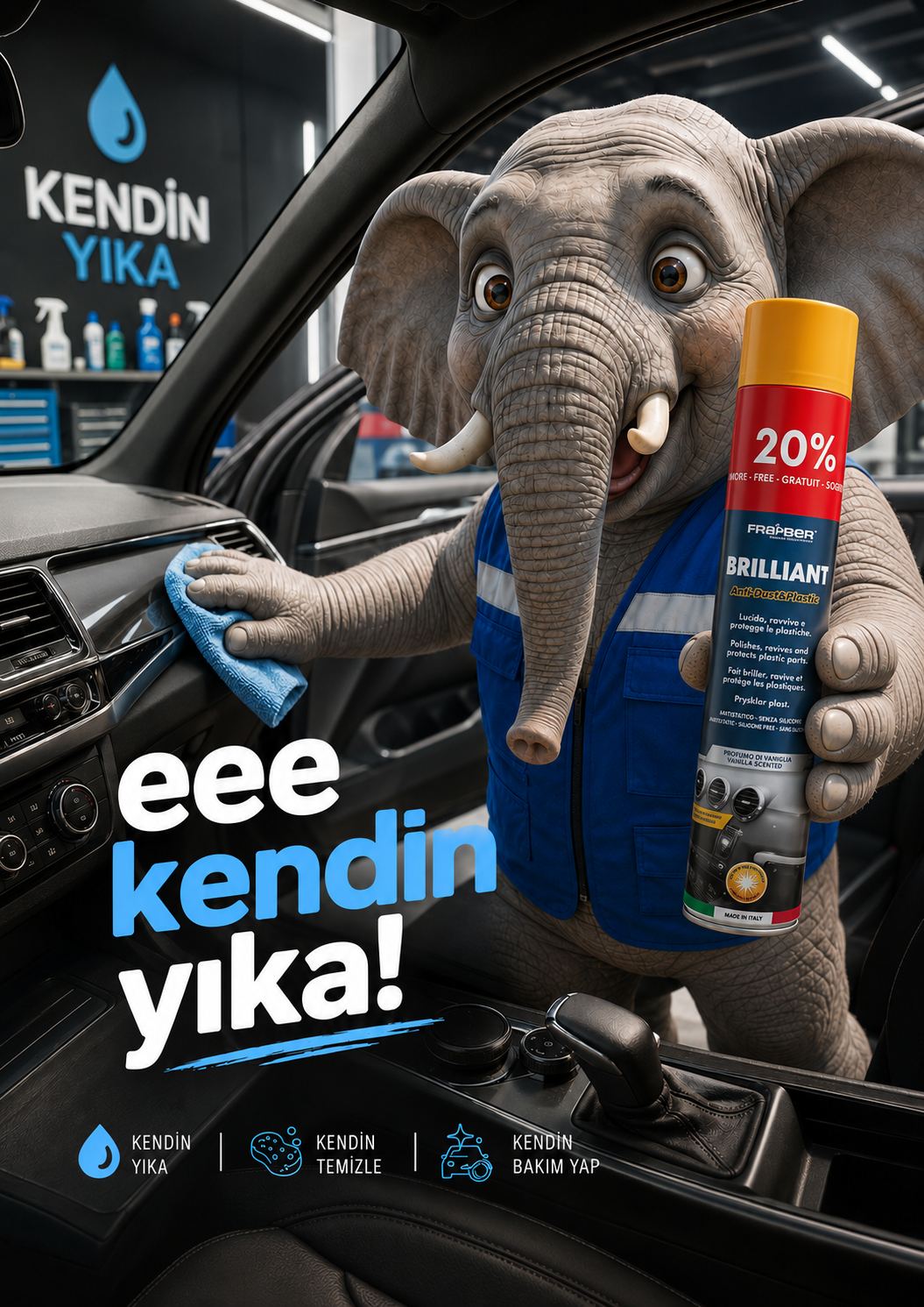 Fra-Ber Brilliant Antistatik İç Plastik Temizleyici ve Parlatıcı Vanilya Kokulu 750 ml