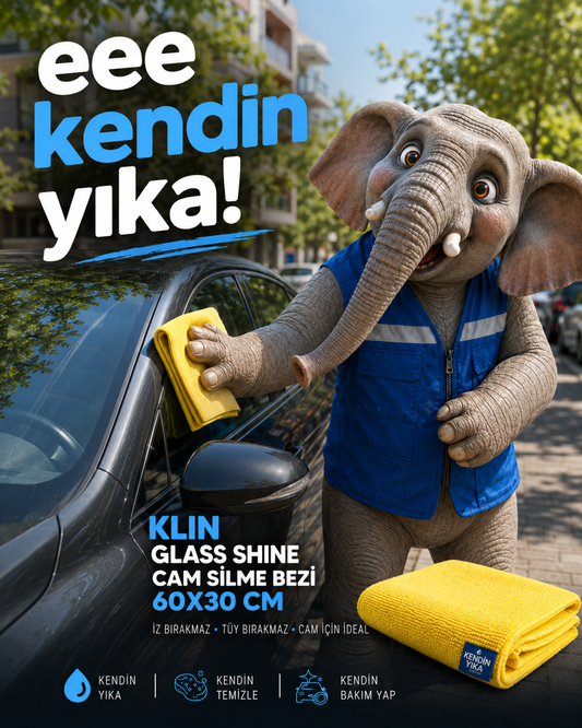 KLIN Glass Shine 60x30 cm İz Bırakmayan Mikrofiber Cam Silme Bezi