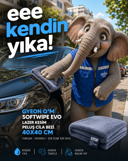 GYEON Q²M SoftWipe EVO 40x40 cm Lazer Kesim Peluş Cila Bezi